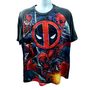 DEADPOOL Marvel All Over Print Double Sided Polyester Mens Size XL  T-Shirt Dr3